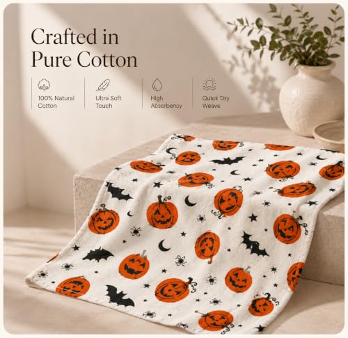 Kitchen Towels Harvest Jacko Print Dish Towels Set of 6 20" X30” 100% Cotton Highly Absorbent Quick Drying Dish Cloths & Dish Towels Thanksgiving Fall Tea Towels with Hanging Loop Towels (20''x30'' (Pack of 6) / 175 Halloween)