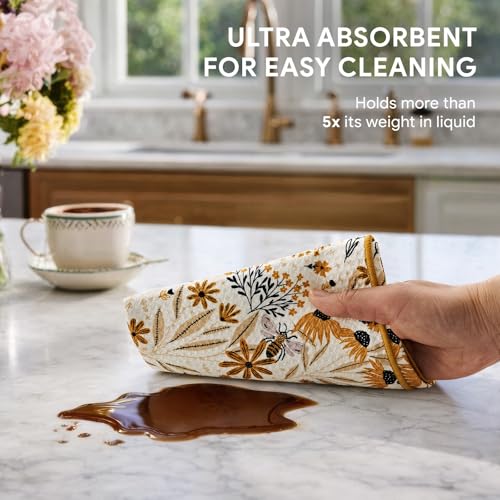 Waffle Kitchen Towel Set of 2 (Joyful Bees)