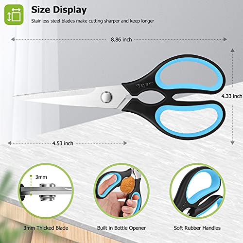 Kitchen Scissors (Orange/Black and Blue/Black / 8.7-inch 2-Pack)