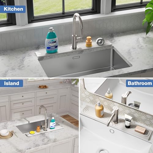 Faucet Mat for Kitchen Sink (15.8" x 4" / White)