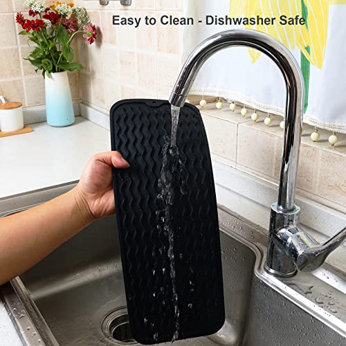 Small Dish Drying Mat for Kitchen Counter (Black / 17" x 6")