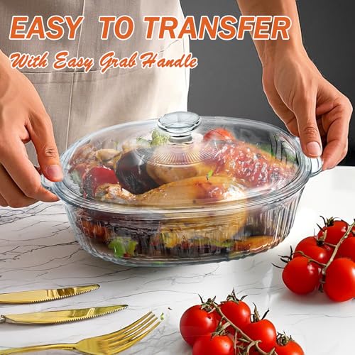 Reasim 2.8L 3Qt Glass Casserole Baking Dish with Lid