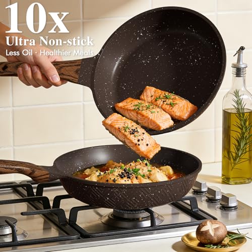 Pots and Pans Set Non Stick (Brown)
