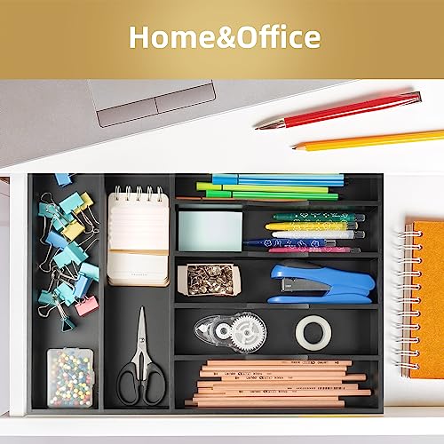 Bamboo Silverware Holder Drawer Utensil Organizer with 7 Slots Black (7 Slots / Black)