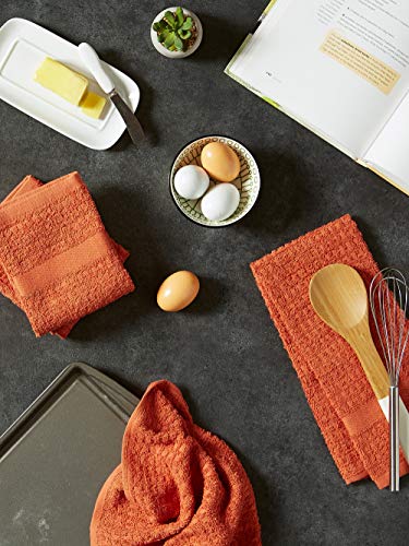 Basic Terry Collection Waffle Dishtowel Set (Solid Spice / 15x26")