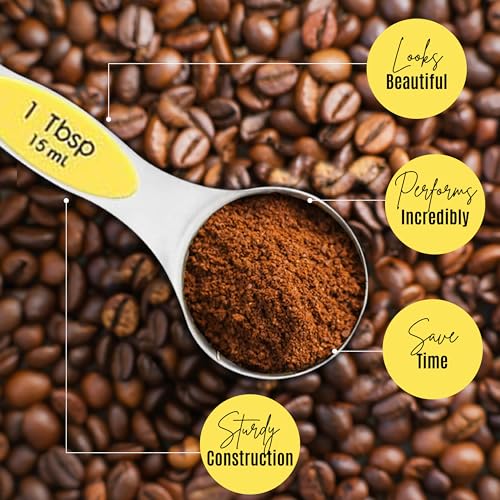Magnetic Measuring Spoons Set of 9 Stainless Steel Dual (Yellow)