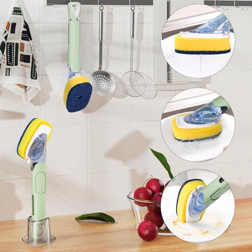 Dish Brush with Soap Dispenser (Green)
