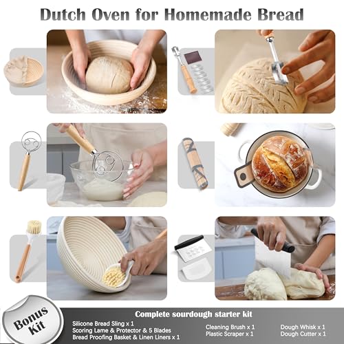 Enameled Dutch Oven Pot for Bread Baking (White)