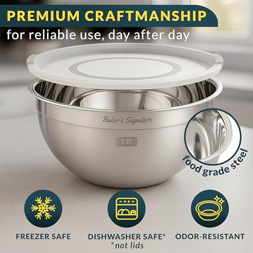 Stainless Steel Mixing Bowls with Lids Set of 5 (Set of 5)