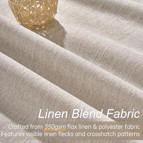 Custom Drapery 92 Inch Long Blackout 2 Panels Neutral Linen Blackout Curtains (Natural Linen / 52"W x 92"L (Pack of 2))
