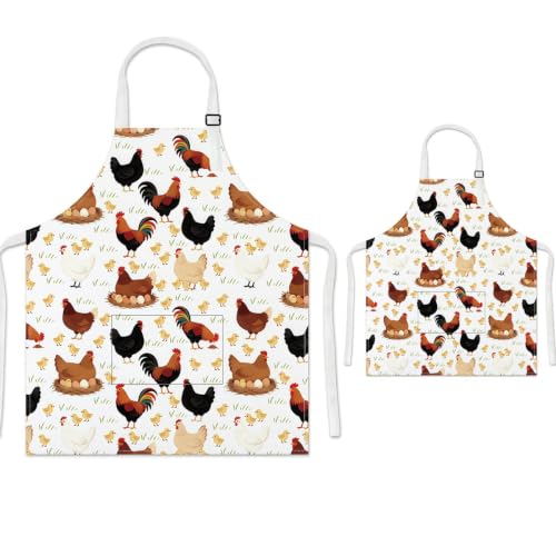 Parent Child Matching Aprons with Pocket (Chicken2)