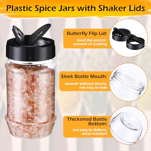12.2 oz 30 Pack Plastic Spice Jars with Shaker Lids Clear Seasoning Containers Spice Bottles for Kitchen Storing Herbs Seasoning Powders (12.2 oz / Oval Shape)