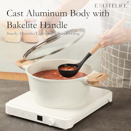 Nonstick Stock Pot with Lid (3 Quarts / White)