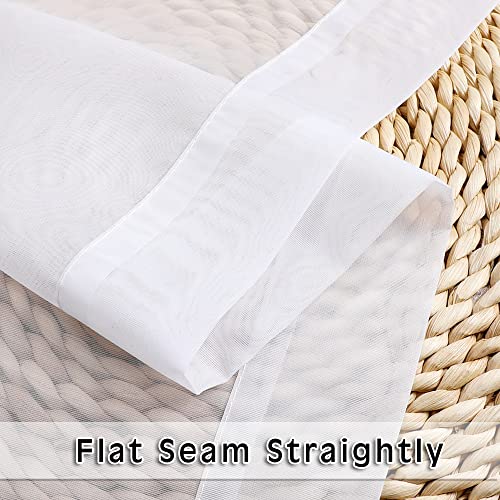 White Sheer Curtains 36 Inch Length Kitchen Tiers Short Voile Drapes Solid Sheers Cafe Curtain for Bathroom Small Half Window 2 Panels Set (White / 42"W x 36"L (Pack of 2))