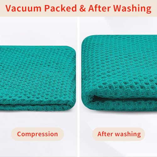 100% Cotton Waffle Weave Kitchen Dish Towels 8 (Teal / 13 X 28 - 8 Pack)