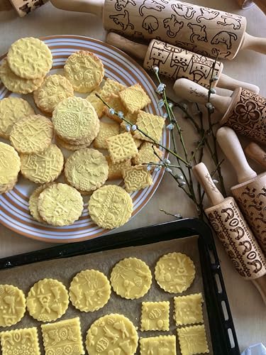 FLEUR DE LIS KNOT Embossing Rolling Pin. Dough Roller with Shamrock Pattern for Homemade Cookies and Pottery by Algis Crafts