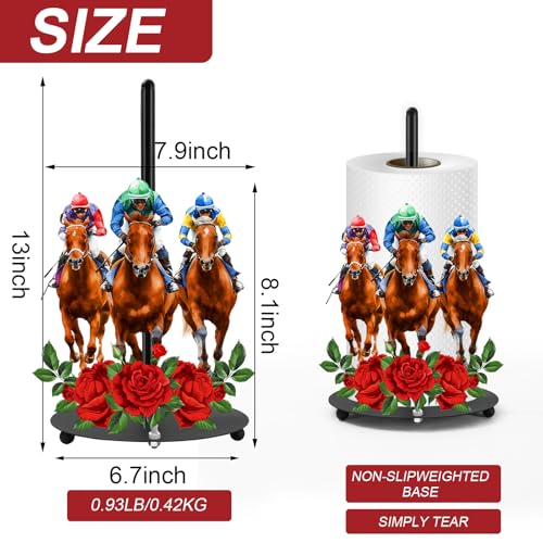 Horse Racing Paper Towel Holder Countertop Run for Roses Kentucky Derby Decor Large Metal Towel Holder Stand for Horse Racing Party Home Kitchen Bathroom Accessories Supplies (Horse Racing)