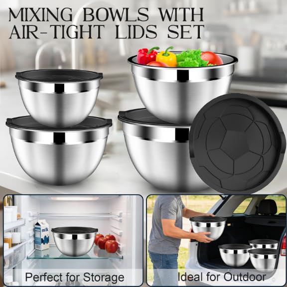 Mixing Bowls with Lids Set (9PCS Black)
