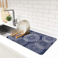 Dish Drying Mat Absorbent Kitchen Counter Mat Rubber Backing Draining Mat (Blue / 16" x 24")
