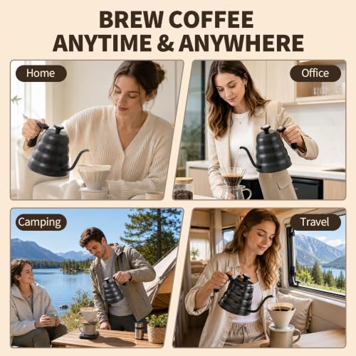Gooseneck Kettle with Thermometer (Black)