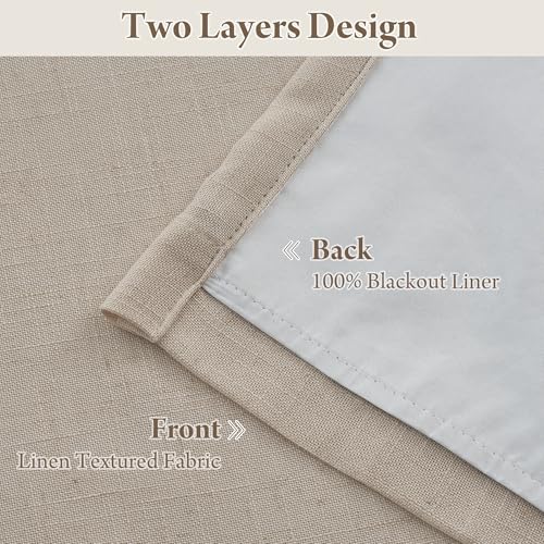 Linen Blackout Curtains 96 inches Long (Pinch Pleated - Taupe / 40"W x 96"L (Pack of 2))