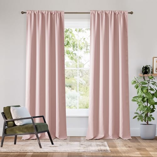 Bedroom Blackout Curtains 80 inches Long (100% Blackout - Baby Pink / 34"W x 80"L (Pack of 2))