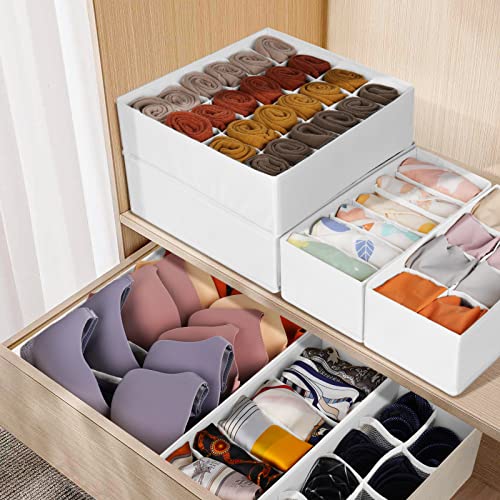 12 Pack Drawer Organizers for Clothing (12 Pack / White)