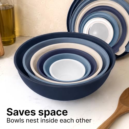 12 Piece Plastic Mixing Bowls with Leak (Navy Ombre)