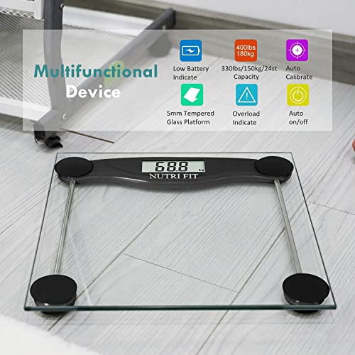 Digital Bathroom Scale for Body Weight Smart Bath Weighing Scales (Carbon Black)
