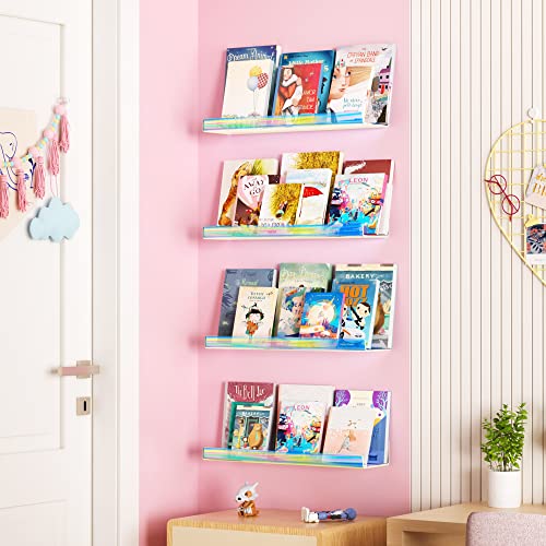 2 Pcs 15" Iridescent Acrylic Shelves for Wall Decor and Display (Iridescent)