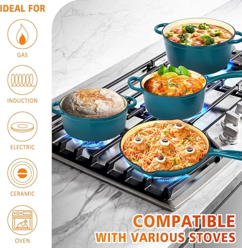 Enamel Cast Iron Cookware Set (Biscay Blue / 4 Pieces)