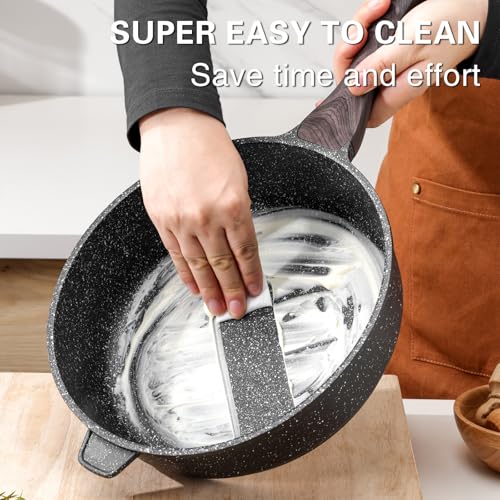 Nonstick Deep Frying Pan Skillet with Lid (Classic Granite / 10 Inch)