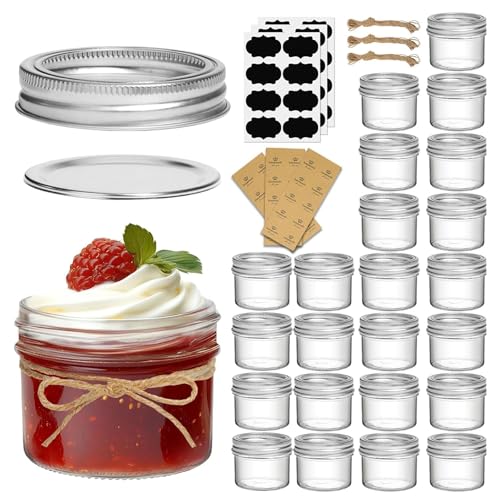 4 oz Mason Jars Bulk Set (4 fl oz x 24 - Regular Mouth)