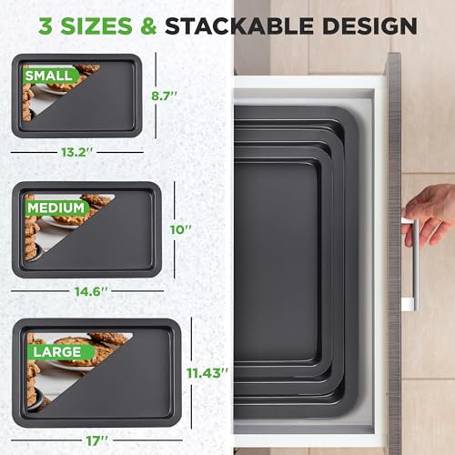 3 Piece Nonstick Baking Sheet Set (Gray / One Size)