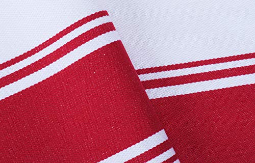 Kitchen Towels 100% Cotton Pack of 4 (Red / 4 Stripe Towels)