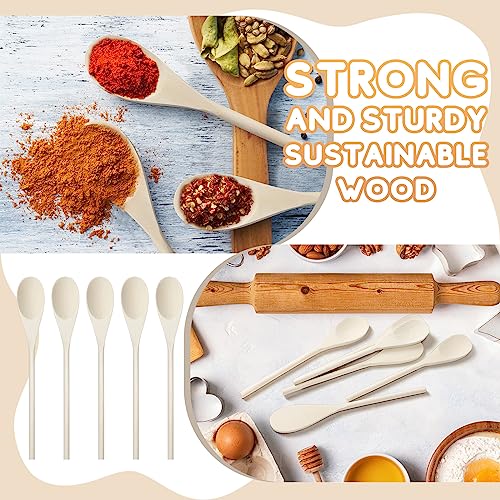 50 Pcs 9.8 Inch Wooden Spoons Bulk for Cooking Handle Long Wooden Spoons Stirring Spoons Oval Wood Mixing Spoons for Baking Mixing Serving Stirring Cooking Tasting Crafts