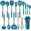 15 Piece Kitchen Cooking Utensils Set with Holder (Dark Blue)