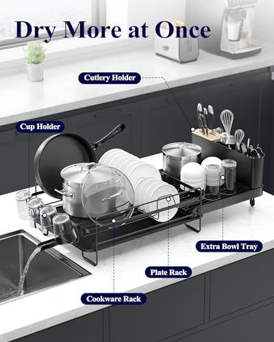 Extendable Dish Drying Rack (Standard / Black)