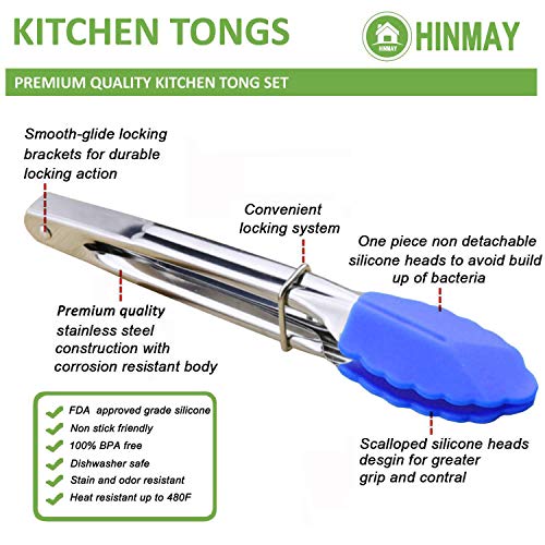 Small Tongs with Silicone Tips 7 (7-inch / Blue)