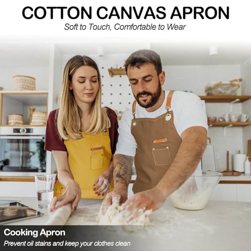 Chef Apron Men Women (Yellow, 6 Pack)