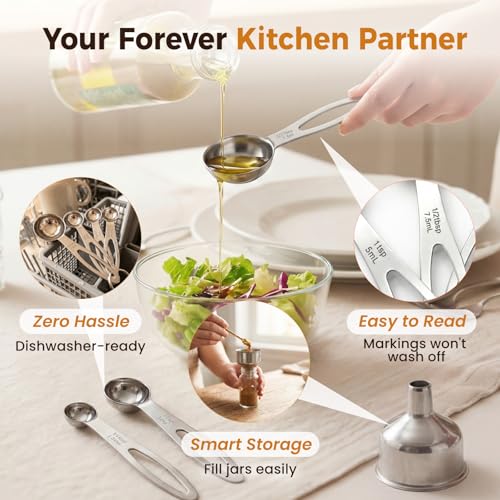 13PCS Stainless Steel Measuring Cups and Spoons Set with Funnel