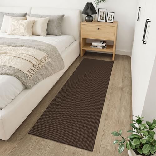 Runners for Hallways 2x6 ft Washable Kitchen Runner Non Slip Rubber Backed Hall Runners Cotton Entryway Runner Rugs Floor Carpet for Indoor Backdoor Bedroom Kitchen (Brown/Dark Brown / 2' x 6' (Runner))