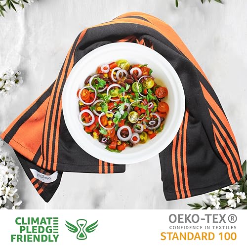 Kitchen Towels Cotton Dish Towels 20”x30” (20" x 30" (Set of 3) / 149 Orange/Black)