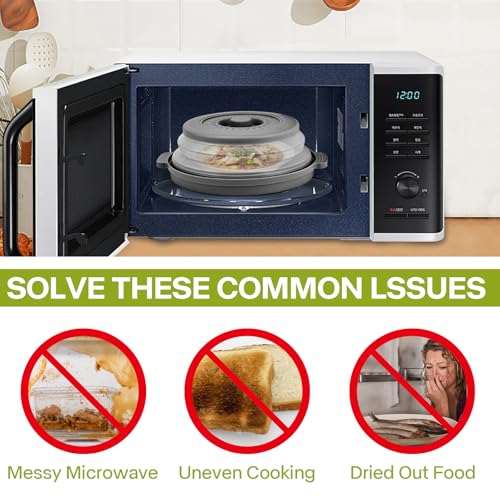 2 Pack Microwave Splatter Cover for Food with Anti (2 Pcs Gray)