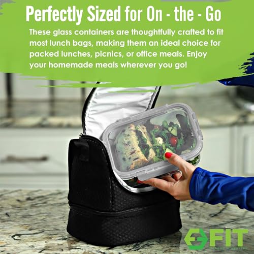 Glass Meal Prep Containers 1 & 2 & 3 Compartments (Gray (1,2,3 compartment - 3 pack, 35 oz))