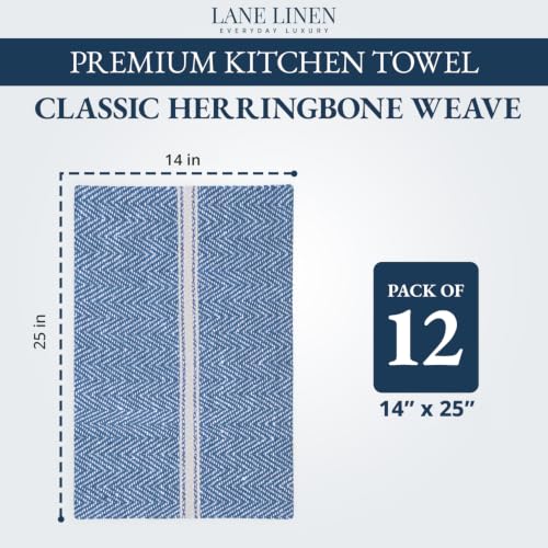 Absorbent Kitchen Towels 100% Cotton Lint (12 Pack / 07: Indigo)
