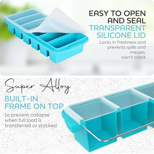 Silicone Freezer Tray With Lid (1 Cup and 1/2 Cup Yellow)