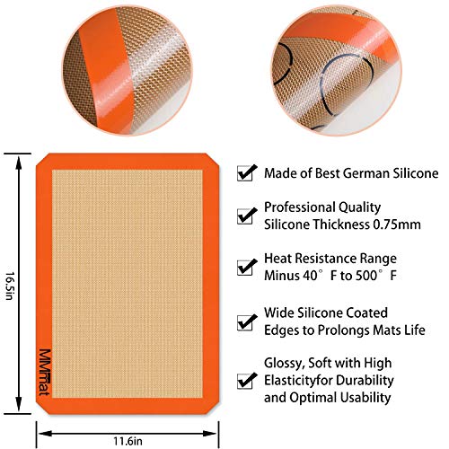 Best German Silicone Baking Mat (2 Half Sheets + 1 Macaron Sheet Baking Mat Set / 11.625 x 16.5 inches (LxW) *3)