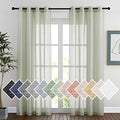 Linen Sheer sage green Curtains 84 inch Length for Bedroom (52"W x 84"L (Pack of 2) / Sage Green)