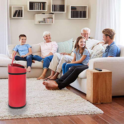 Kitchen Trash Can for Bathroom Bedroom Home Office Automatic Touch Free High (13 Gallon / Red)